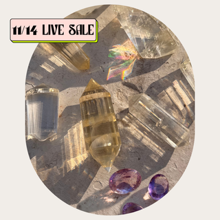 Calcite Vogels + Amethyst Gems